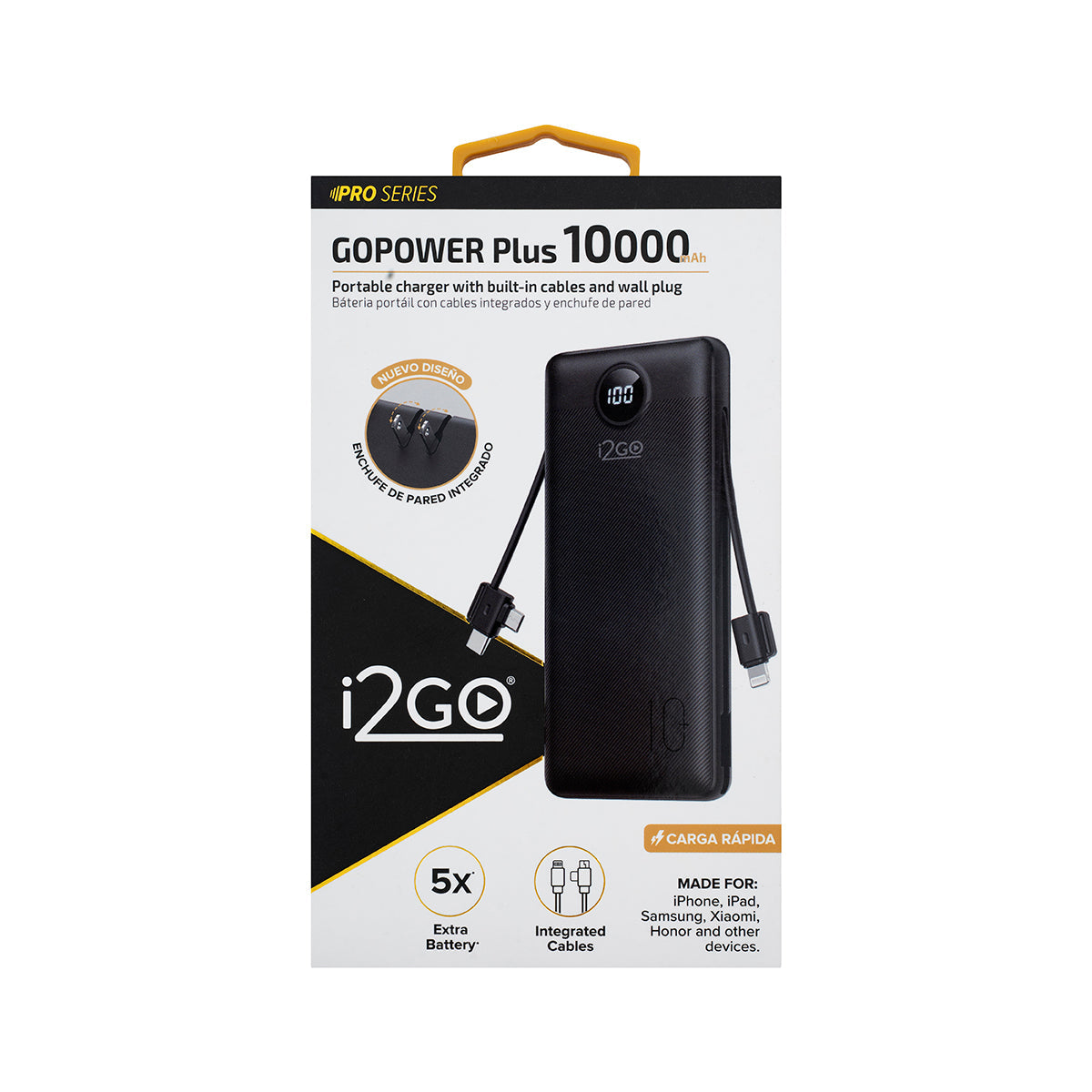 Batería Portátil con Cables y Enchufe 10000mAh