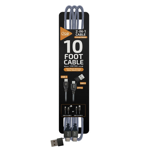 Cable 2 en 1 USB-C/USB-A a USB-C 3m